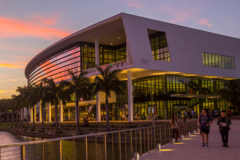 Exterior of the student center at University of Miami Coral Gables