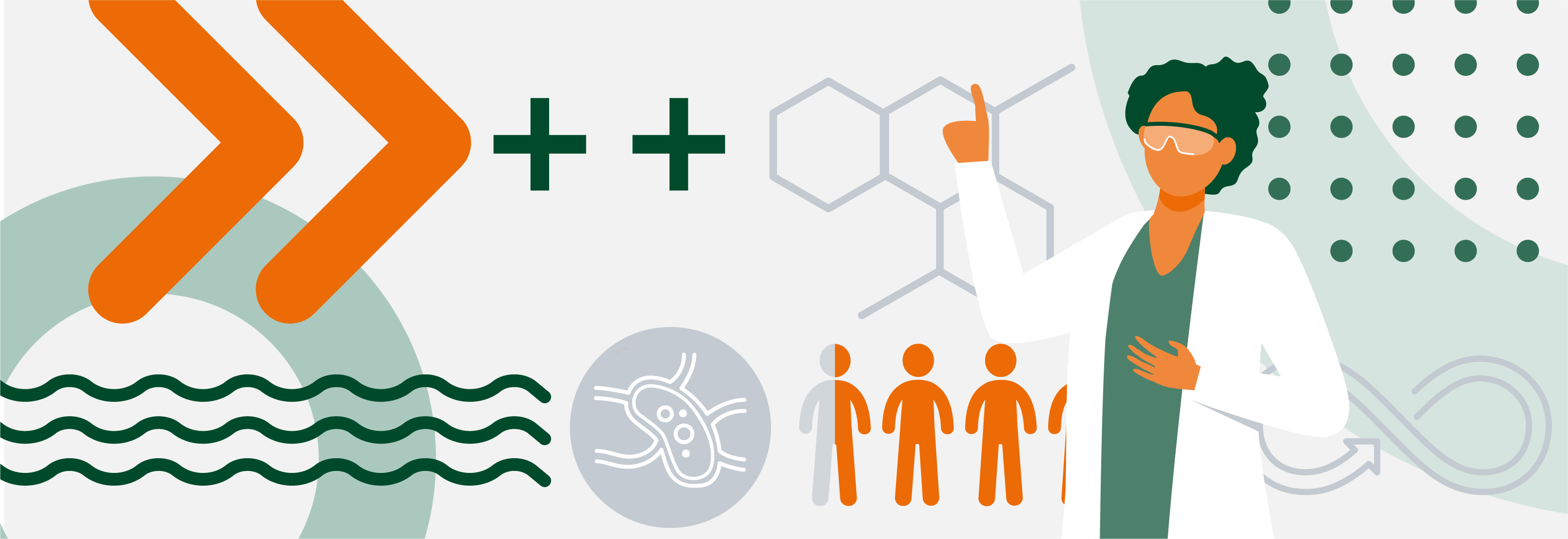 Colorful illustration of scientist explaining thesis