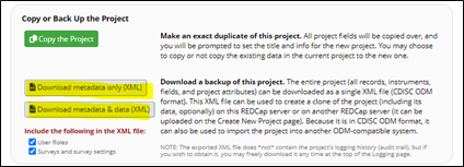 redcap backup project