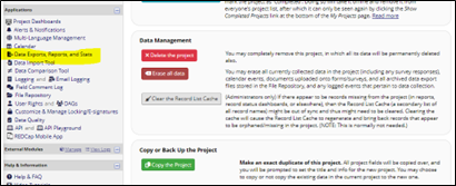 Redcap back project pane