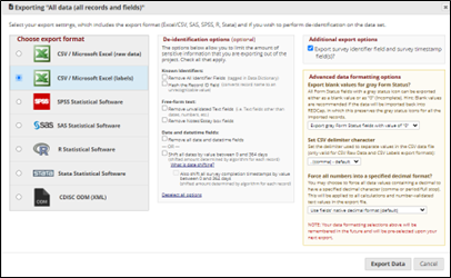 Redcap back project pane