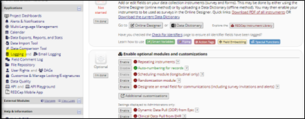 redcap view activity log